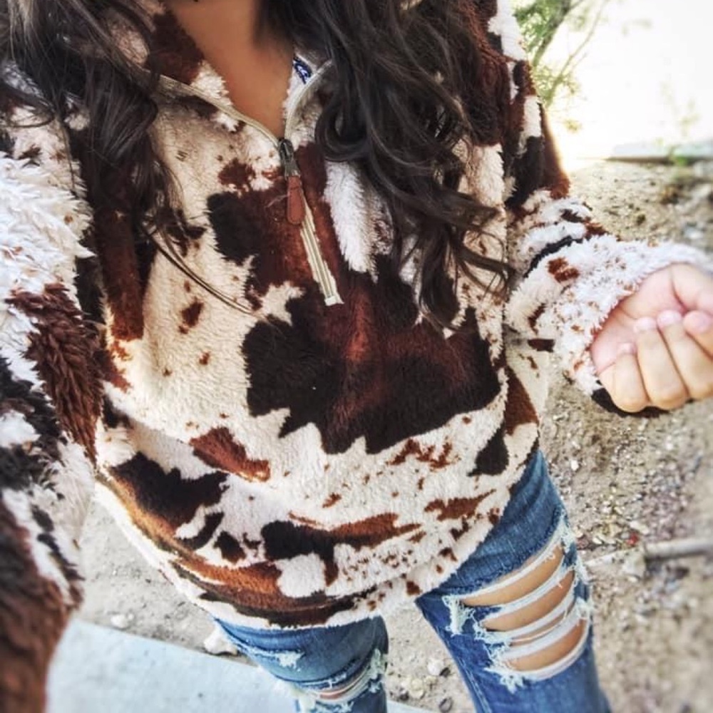 Cow Sherpa Pullover